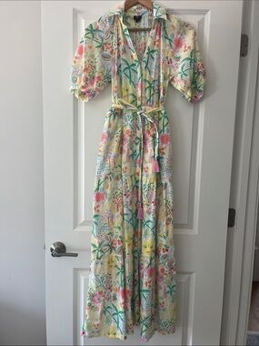 Roller Rabbit Tropical Print Button Front Maxi Dress